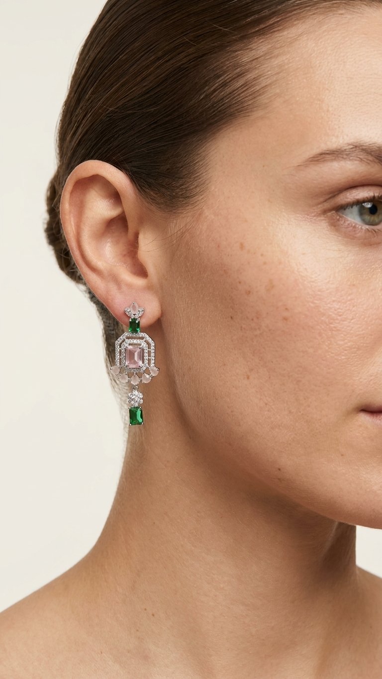 green earrings